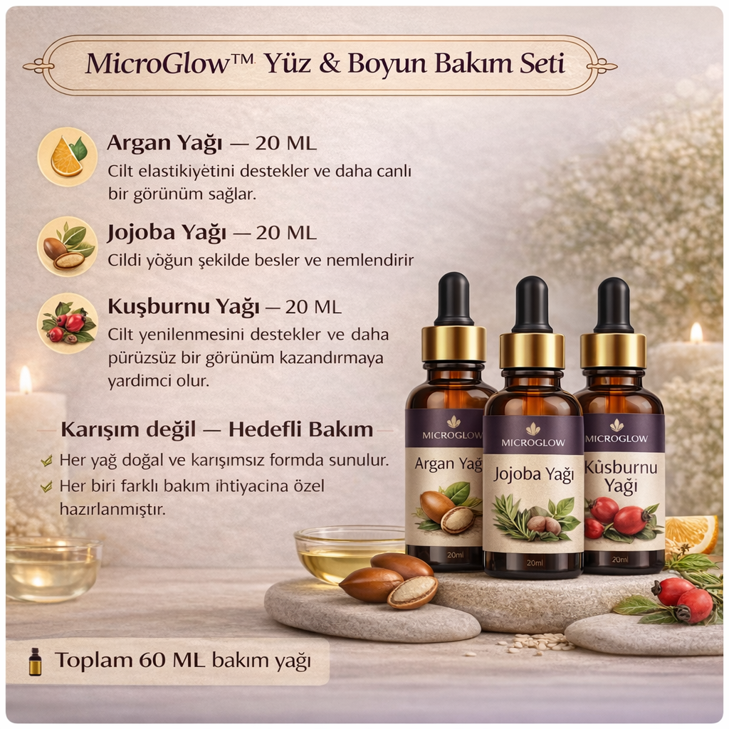 MicroGlow™ | Yüz & Boyun Bakım Yağ Seti 60 ML