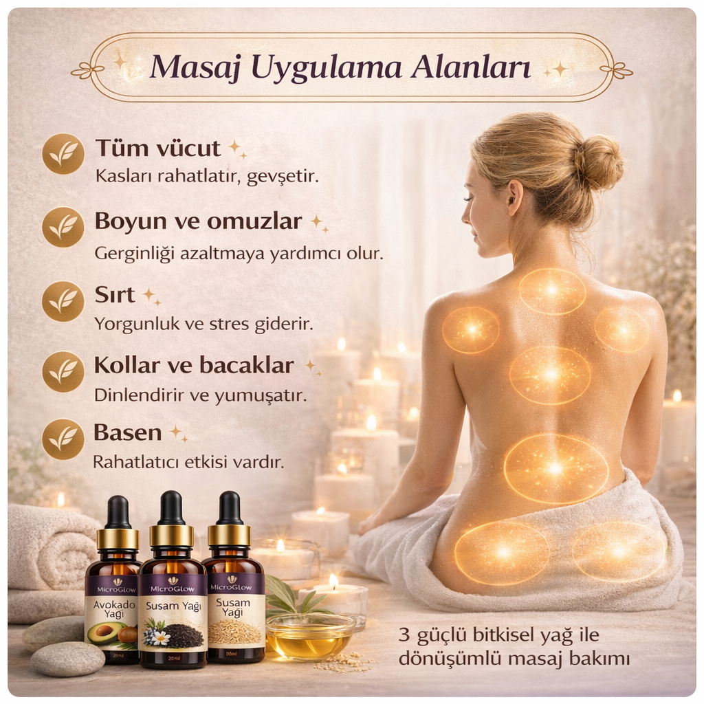 MicroGlow™ Profesyonel Masaj Yağ Seti 120 ML