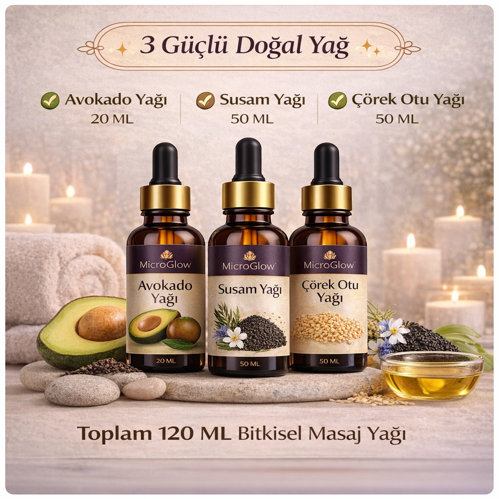 MicroGlow™ Profesyonel Masaj Yağ Seti 120 ML